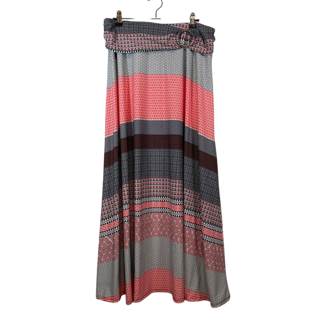 Robert Louis Multi-Color Geometric Maxi Skirt Sz 1X